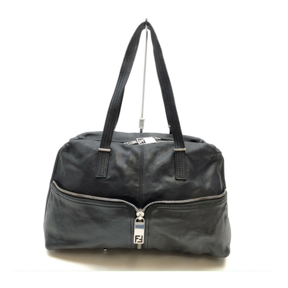 Fendi Black leather handbag Italian black leather Fendi bag - Picture 1 of 7